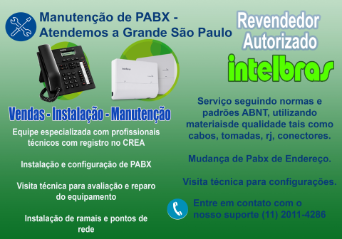 Manutenção de PABX em Santo André - Autorizada Intelbras